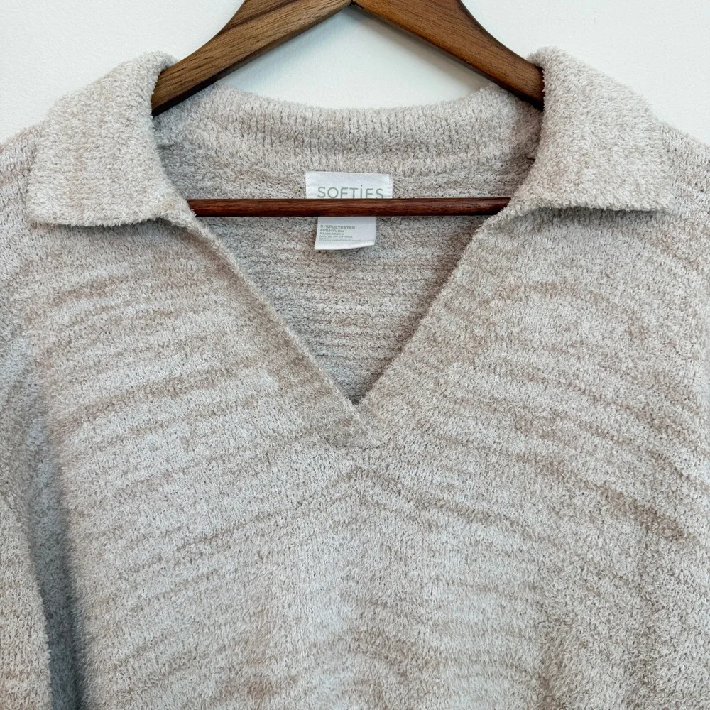 Softies Marshmallow Knit Lounge Set Size L Wide Leg 2 Piece Cozy Pants top